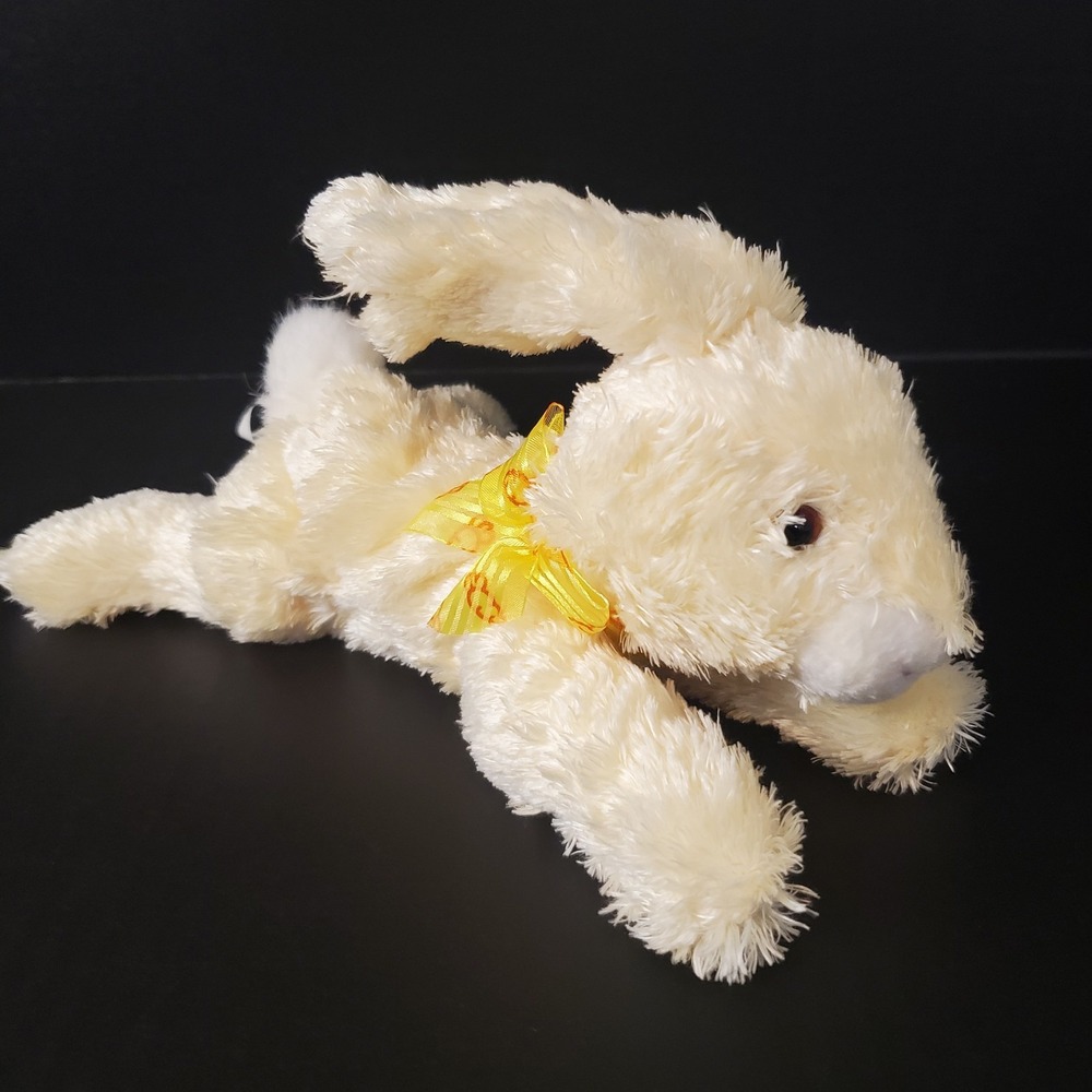 Walmart Silky Yellow Bunny Rabbit Laying Plush 9" Stuffed Animal Easter Spring